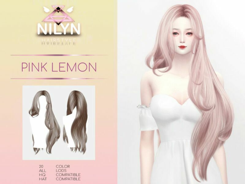 Pink Lemon Hair – NEW Mesh By Nilyn Sims 4 CC