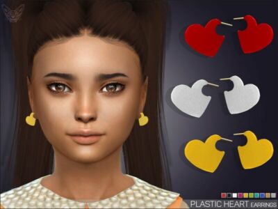 Plastic Heart Earrings For Kids By Giulietta Sims 4 CC