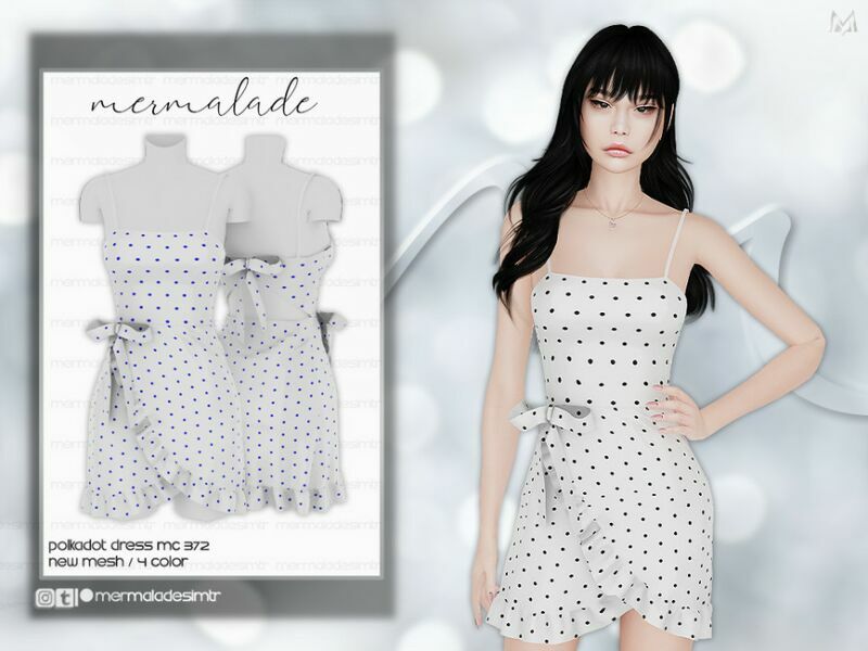 Polka DOT Print Dress MC372 By Mermaladesimtr Sims 4 CC