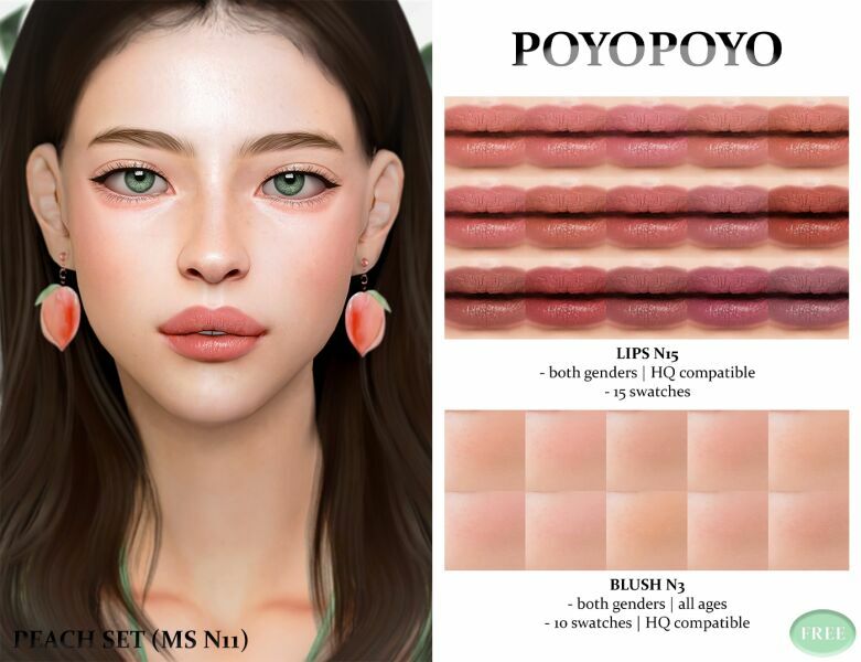 [Poyopoyo] Peach SET | Makeup SET N11 By Poyopoyo Sims 4 CC