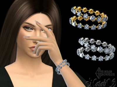 Princess CUT Crystals Double Bracelet By Natalis Sims 4 CC