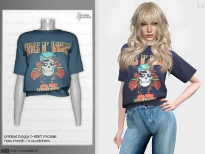 Printed Baggy T-Shirt MC336 By Mermaladesimtr Sims 4 CC