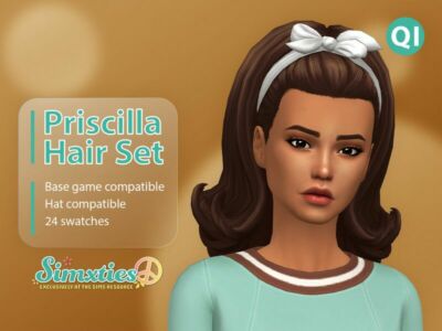 “ Priscilla Hair SET” Sims 4 CC