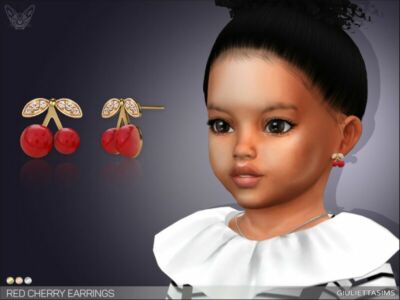 RED Cherry Earrings For Toddlers By Feyona Sims 4 CC