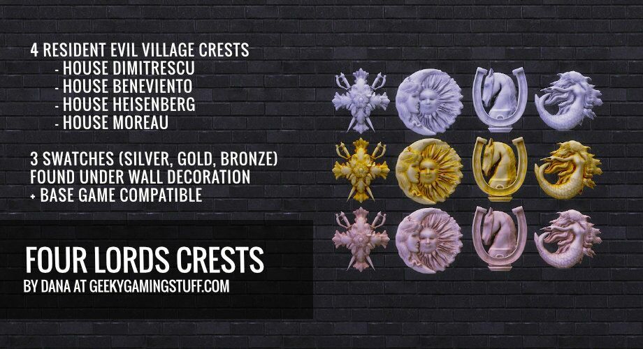 Resident Evil Village House Crests Wall Decoration By Geekygamingstuff Sims 4 CC