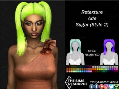 Retexture Of Sugar (Style 2) Hair By ADE By Pinkycustomworld Sims 4 CC