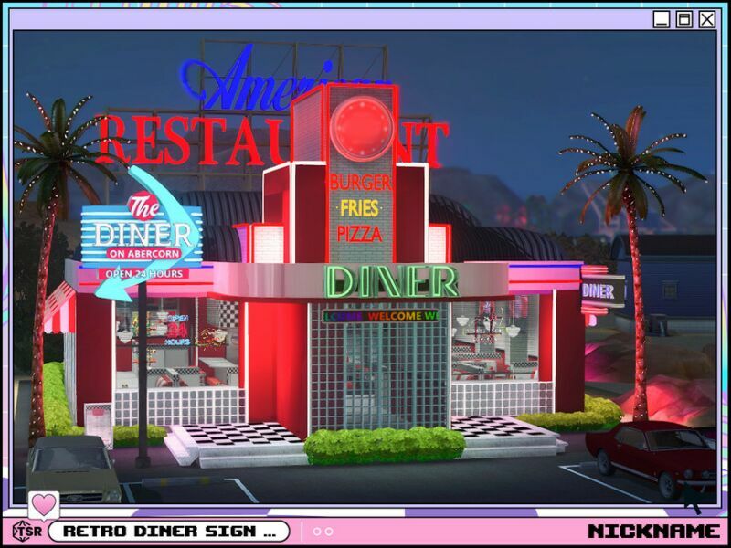 Retro Diner Sign SET Sims 4 CC