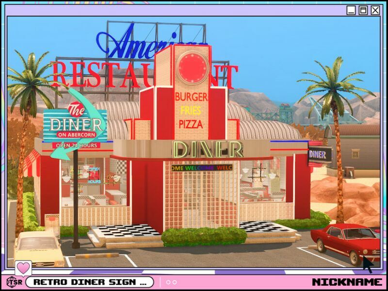 sims 4 cc retro diner sign set 2