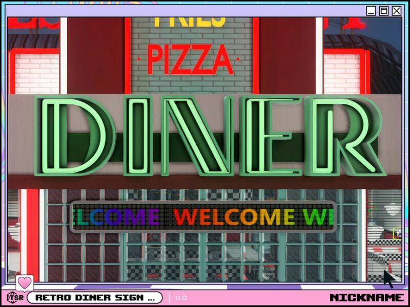 sims 4 cc retro diner sign set 3