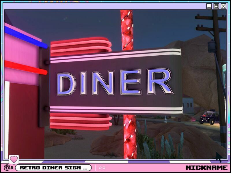 sims 4 cc retro diner sign set 4