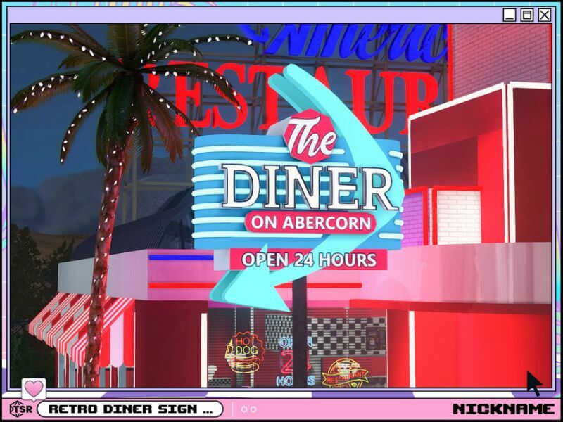 sims 4 cc retro diner sign set 5