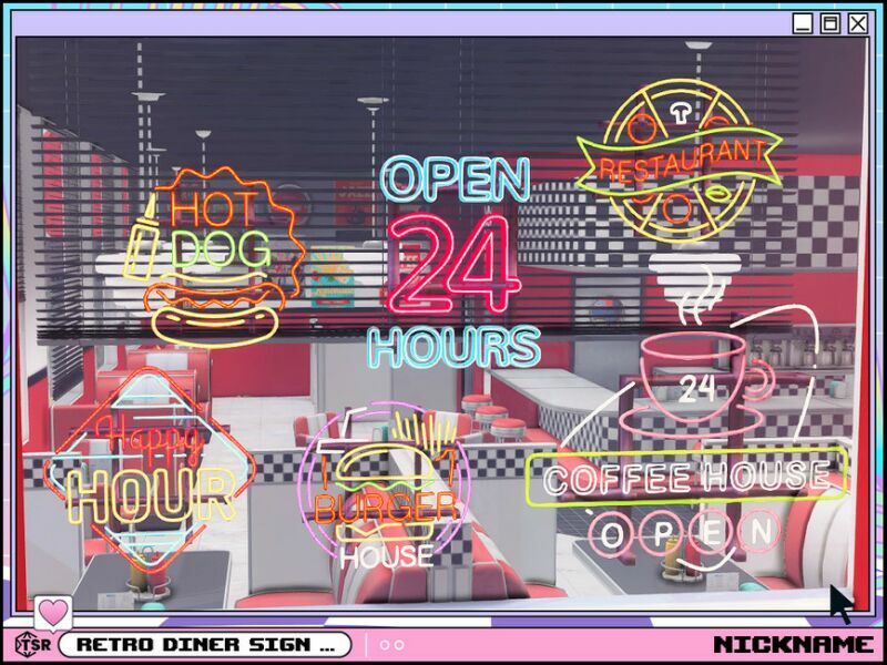 sims 4 cc retro diner sign set 6