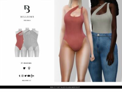 RIB CUT OUT Sleeveless Bodysuit Sims 4 CC