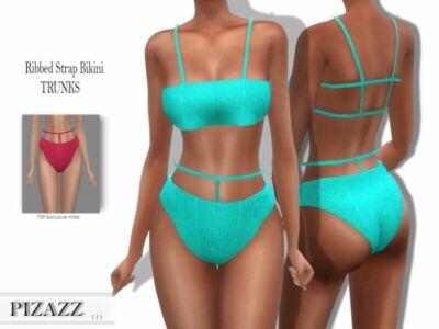 Ribbed Strap Bikini Trunks By Pizazz Sims 4 CC