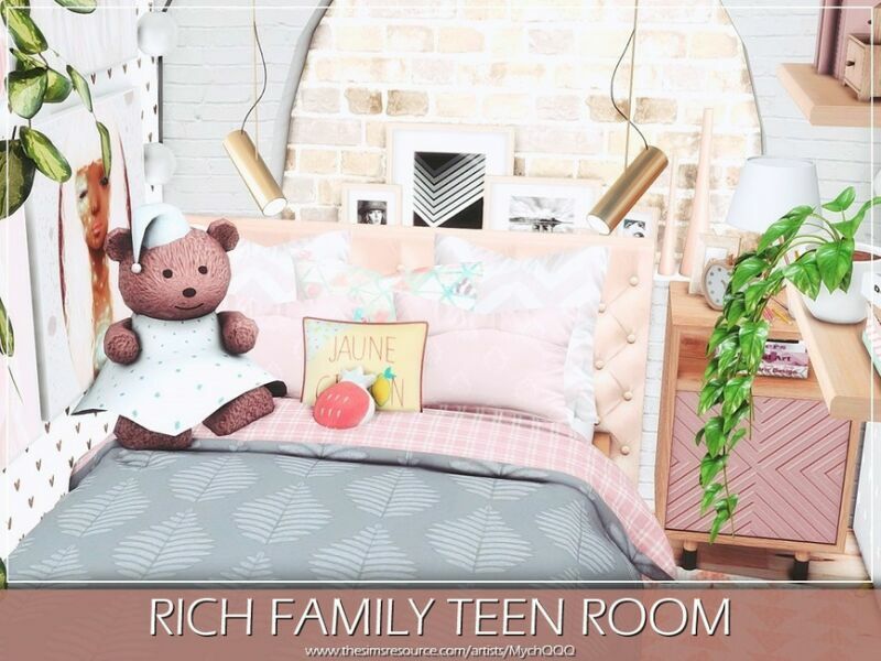 sims 4 cc rich family teen room by mychqqq 2