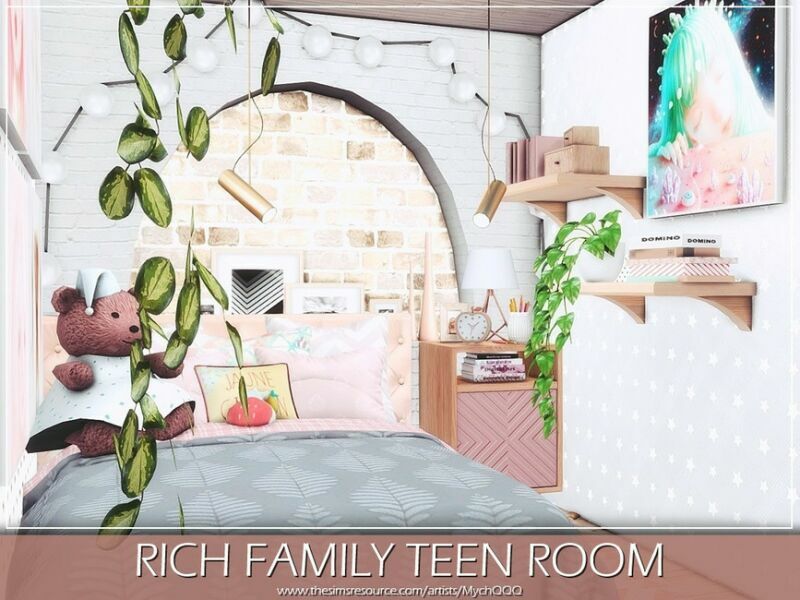 sims 4 cc rich family teen room by mychqqq 3