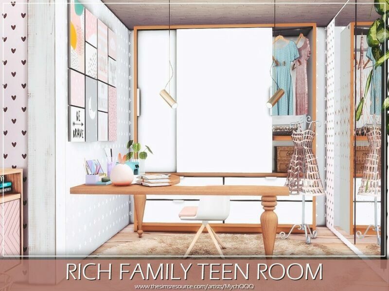 sims 4 cc rich family teen room by mychqqq 4