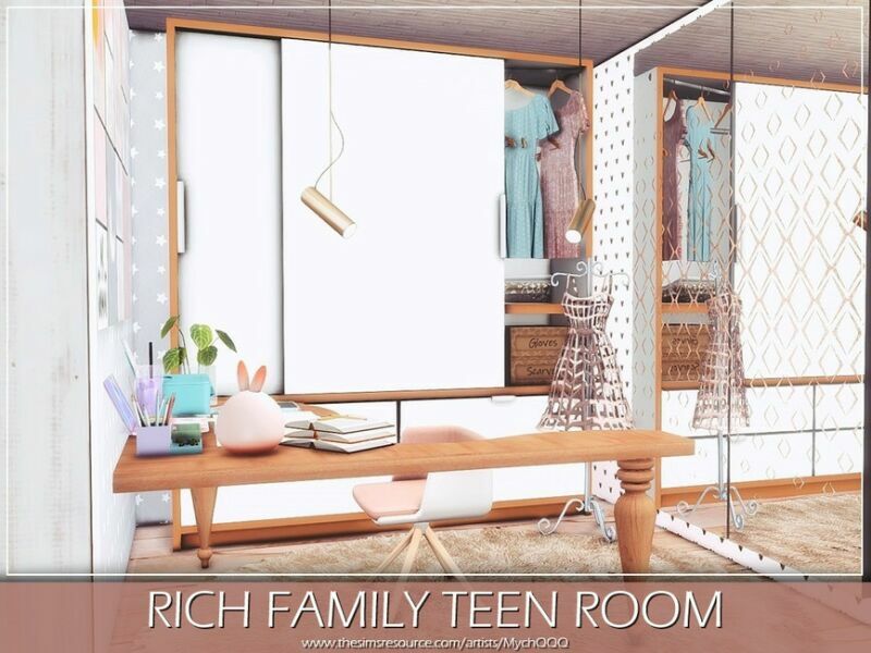 sims 4 cc rich family teen room by mychqqq 6