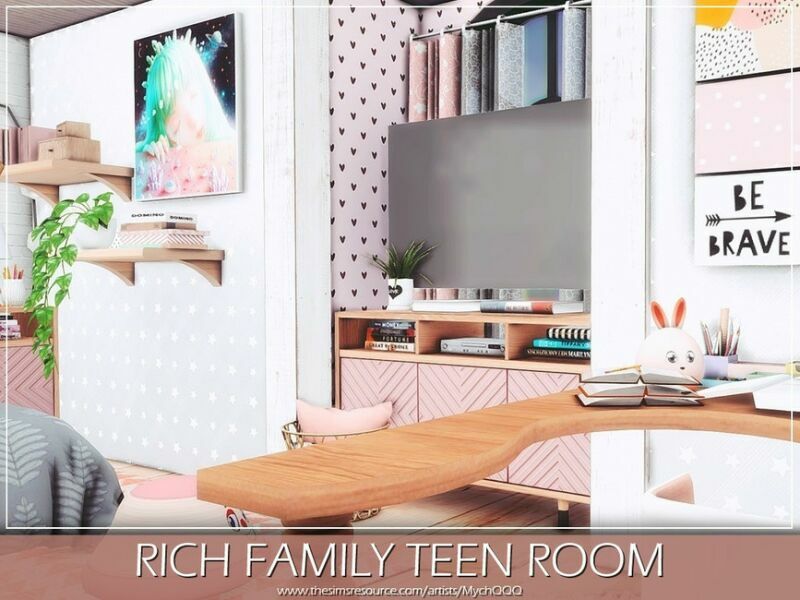 sims 4 cc rich family teen room by mychqqq 7