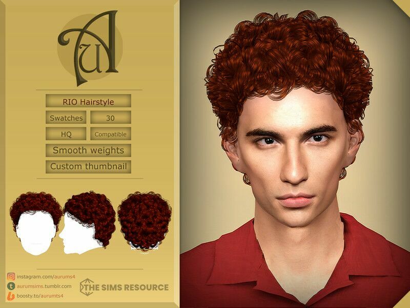 RIO – Short Curly Hairstyle By Aurummusik Sims 4 CC