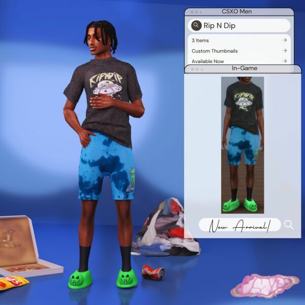 sims 4 cc rip n dip tee shorts alien slippers 3