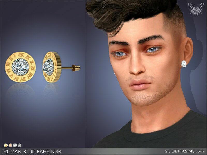 Roman Stud Earrings (FOR MEN And Women) By Feyona Sims 4 CC