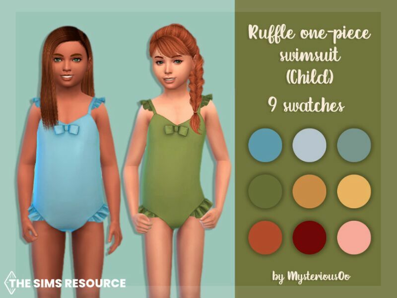 Ruffle One-Piece Swimsuit Child By Mysteriousoo Sims 4 CC