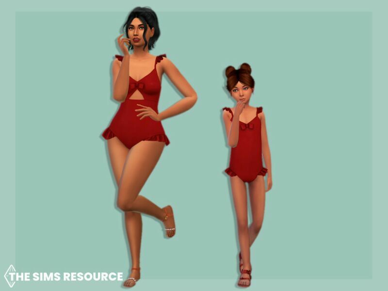 sims 4 cc ruffle one piece swimsuit child by mysteriousoo 2