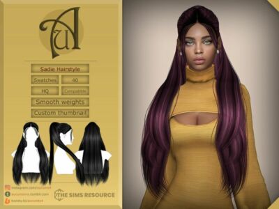 Sadie – Long Straight Hairstyle / Female Sims 4 CC