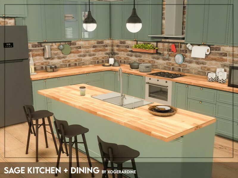 Sage Kitchen + Dining (TSR Only CC) By Xogerardine Sims 4 CC