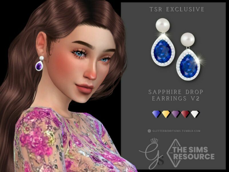 Sapphire Drop V2 By Glitterberryfly Sims 4 CC