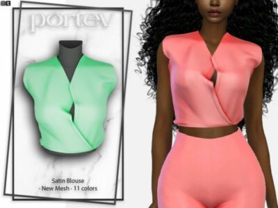 Satin Blouse By Portev Sims 4 CC