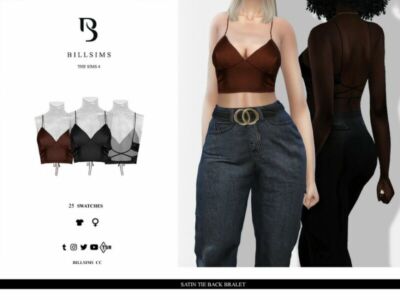 Satin TIE Back Bralet Sims 4 CC