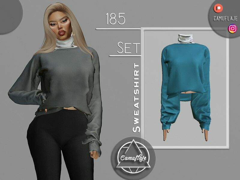 SET 185 – Sweatshirt & Turtleneck By Camuflaje Sims 4 CC