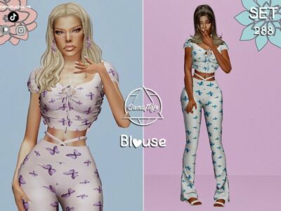 SET 288 – Butterfly Blouse / Everyday Sims 4 CC