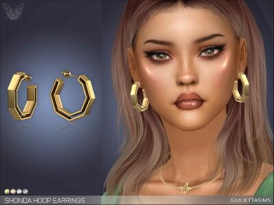 Shonda Hoop Earrings By Feyona Sims 4 CC