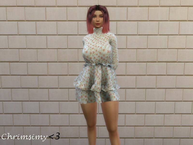 sims 4 cc short cottage dress by chrimsimy 2