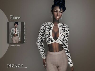 Short Printed Jacket TOP By Pizazz Sims 4 CC