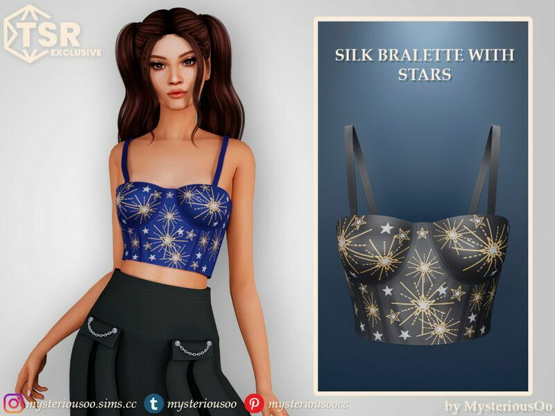 Silk Bralette With Stars Sims 4 CC