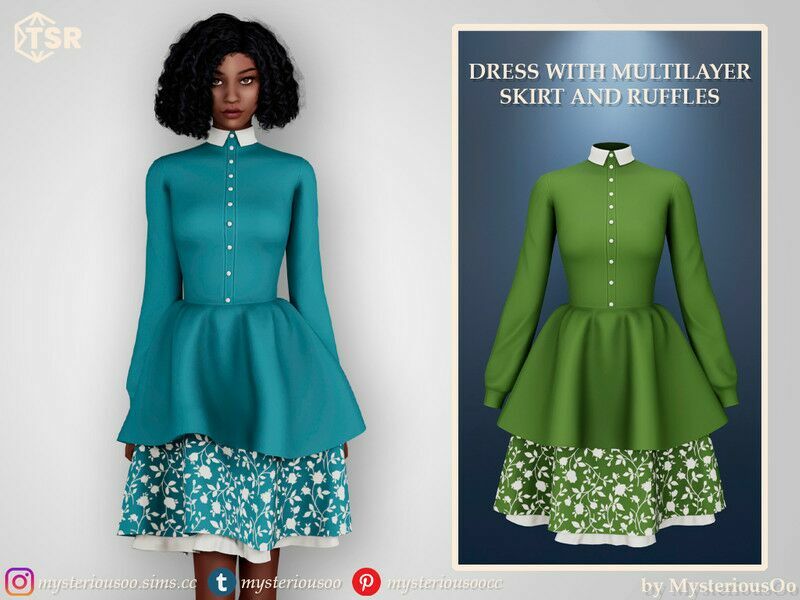 Sims 4 / Dress With Multilayer Skirt And Ruffles Sims 4 CC