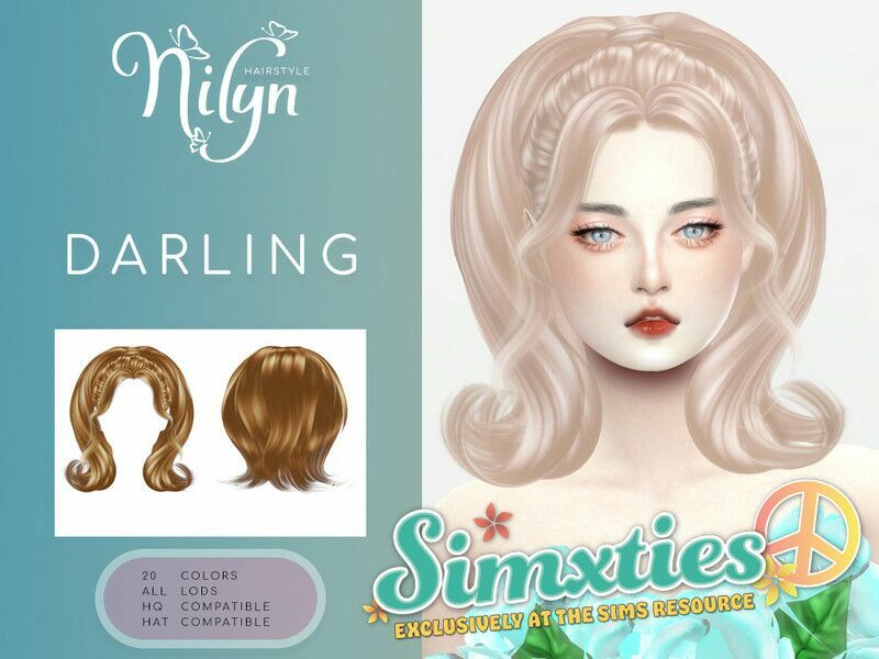 Simxties Darling Hair – NEW Mesh / Female Sims 4 CC