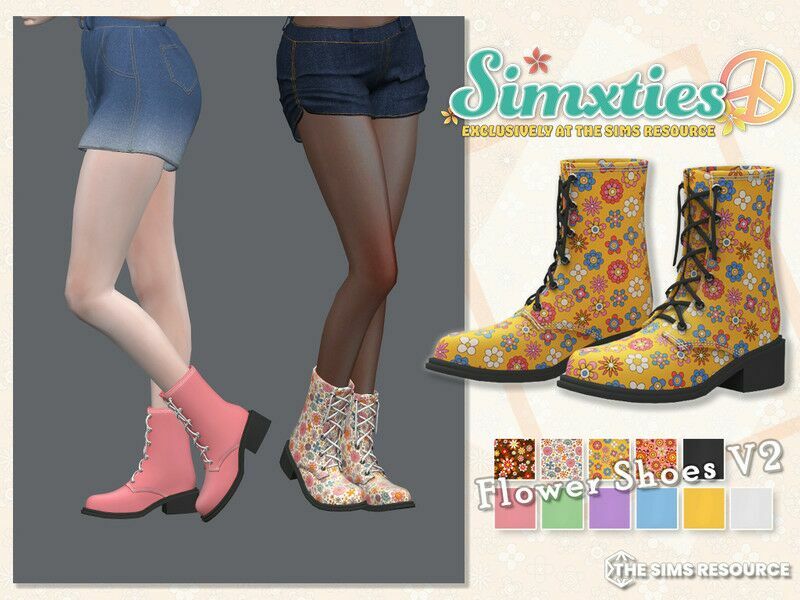 Simxties Flower Shoes Sims 4 CC