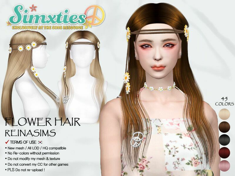 Simxties_Flower Hair / Female Sims 4 CC