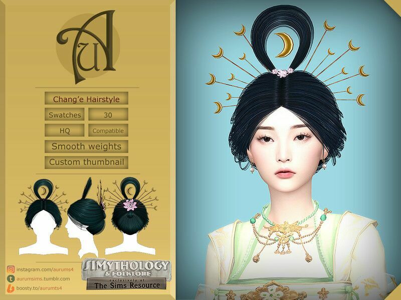 Simythology – Chang’E Hairstyle By Aurummusik Sims 4 CC