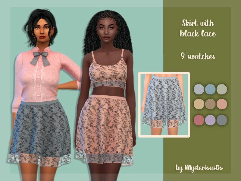 Skirt With Black Lace Sims 4 CC