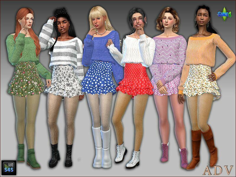 Skirts And Sweaters For Teens And Young Adults Sims 4 CC