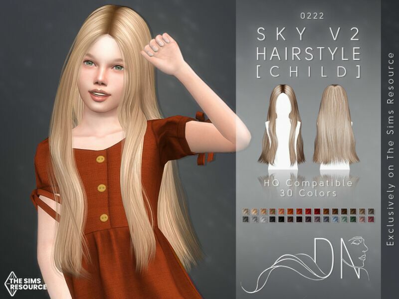 SKY Hairstyle V2 [Child] By Darknightt Sims 4 CC