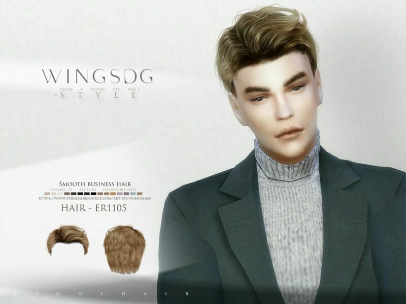 Smooth Business Hair ER1105 By Wingssims Sims 4 CC