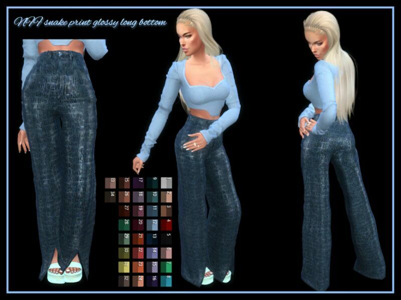 Snake Print Glossy Long Bottom By Nadiafabulousflow Sims 4 CC