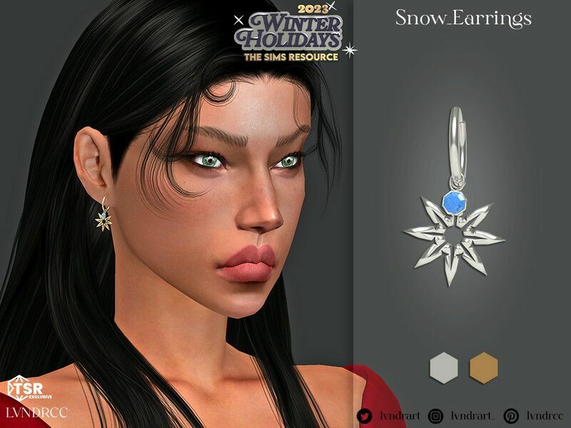 Snow Earrings By Lvndrcc Sims 4 CC